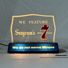 RARE Vintage Seagrams 7 Seven Crown American Whiskey Light Up Bar Sign Works picture