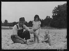 Photo:Danville Virginia Farm Security Admin 1940s Man Children Sand Field picture