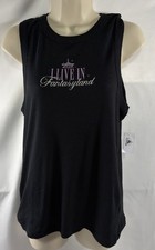 2026 Disney Women’s M I LIVE IN Fantasyland Carousel  Fitted Black Tank Top NWT picture