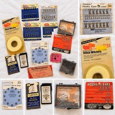 Vintage Sewing Notions Lot Clinton Scovill Hooks Eyes Snaps Needles Dritz USA picture