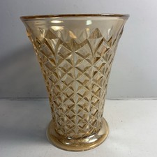 Vintage Jeannette Glass Marigold Carnival Waffle Diamond Cut Iridescent 7