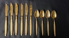 10pc Vintage National Stainless La Corniche Gold Flatware Replacement picture