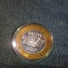 Bally's Las Vegas $10 Limited Edition Gaming Token .999 Fine Silver vintage. picture