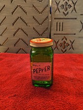 Vtg. Puck Pepper Shaker Waffle Green Depression Glass Owens Illinois Range Jar  picture