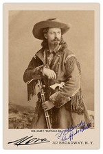 BUFFALO BILL CODY Old West Legend Vintage Mora Photo Cabinet Card RP picture
