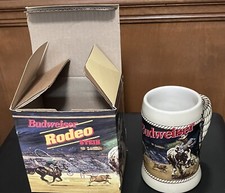 1992 Budweiser Rodeo Beer Stein -Nice Designs,  Great Action Scenes    (1760) picture