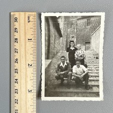 Vtg 1947 Italy Photo Orvieto Family Steps Ercole House Italian Architecture B&W picture