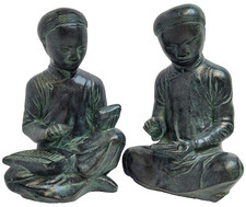 VTG. Austin Productions 1961 Set Of Bookend Sculptures Scholar Mathematicians. picture