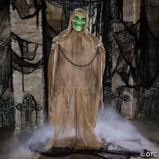 5 Ft Animated Standing Grim Reaper with Chain – Halloween Decoration picture