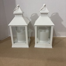(2) Pretty White Christmas Lantern NIB Never Used Great Condition picture