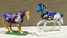 Trail of Painted Ponies- Pair of 2 Retired Porcelain Horse Collectible Figurines picture