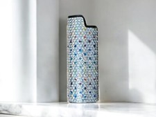 Clear Rhinestone Metal Shell Lighter Case Cover Holder Fits Bic Lighters picture