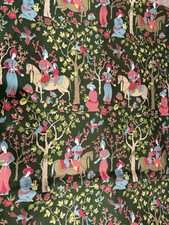 Brunschwig & Fils Shalimar Fabric Green Equestrian Chinoiserie 5 Yards Vintage picture