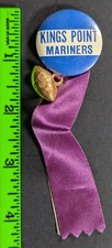 Vintage King's Point Merchant Mariners Academy Football Team Ribbon Pinback Pin picture