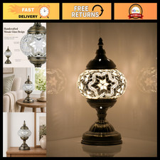 Handmade Moroccan Mosaic Table Lamp - Tiffany Style Bohemian Stained Glass Night picture