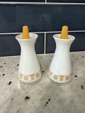 Pyrex Vintage 1970s Pyrex Butterfly Gold Salt & Pepper Shakers, Glass picture