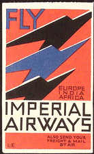 1938 Imperial Airways Great Britain Luggage Label Sticker Art Deco Poster Stamp picture