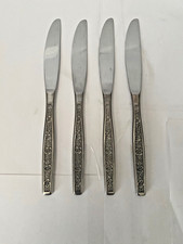 Vtg Rogers Floral La Spana Set of 4 Table Knives Stainless Korea Mid Century picture