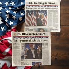 New LOT OF 2  WASHINGTON TIMES NEWSPAPER - TRUMP DECISIVE WIN RETURNS TO WH picture