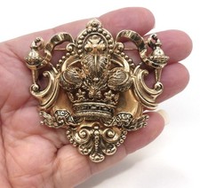 Prince of Wales Feathers Crown Pin British Heraldic Brooch Victorian Revival picture