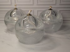 ThreeClear Controlled Bubble Art Glass Round Sphere Oil Lamp Handmade in Poland picture