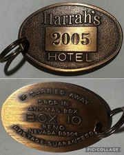Harrah’s Hotel Reno, Nevada 89504 Brass Hotel Room Key #2005 Fob picture