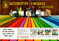 PPG Ditzler Automotive Finishes 1964 Vintage Print Ad Poster Rainbow Colorful picture