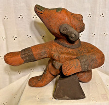 PRE COLUMBIAN MAYAN ARTIFACT LARGE CLAY POTTERY MONARCH KING SATUTE ESTATE NICE picture