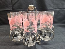 Set of 8 Vintage Federal Pink/Black Drinking Glasses 6
