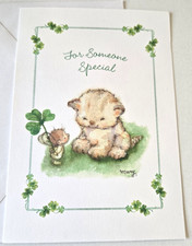 Vintage Greeting Card St. Patrick's Day Mary Hamilton Pixie Angel Kitten Cat picture
