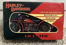 1997 Harley Davidson Historical Playing Cards 1903-1950 Tin Set 2 Decks Sealed picture