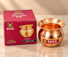 Pure Copper Pooja Lota No. 6 Kalash Hindu Religious Water Pot Indian Puja Vessel picture