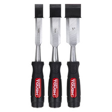 3 Piece Wood Chisel Set with Metal Striking Caps for Woodworking and Carving picture