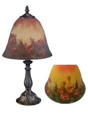 Beautiful Hand Painted Glass Desktop Lamp - Antique Look - Morning Rose Design picture