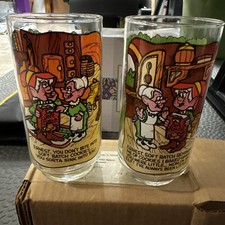 Vintage 1984 Keebler Elves Soft Batch Cookies lot Of 2 Drinking Glasses picture