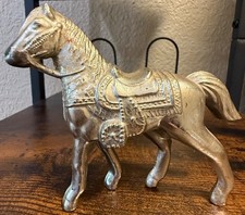 Vintage Mini 1960s Carnival Fair Silvertone Cast Metal Western Mount Horse picture