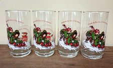 RARE 4 Vintage 1982 Holly Hobbie Robbie Sled Christmas Limited Ed Coke Glasses picture
