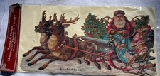 Vintage 1985 Merrimack Santa and Sleigh Victorian picture Die Cut 14”x7” NOS picture