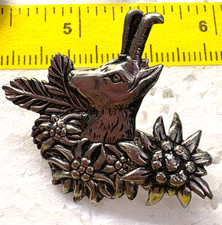 ALPINE OR BAVARIAN GAMSBART Goat W German Souvenir Charm or Brooch Antique picture