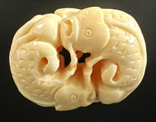 Asian Style Hand Carved Fish Pendant Figurine  picture