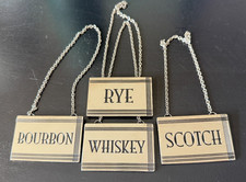 VTG GODINGER Silver Hanging 4 Labels Whiskey Bourbon Rye Scotch Barware Labels picture