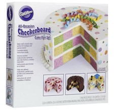 NIB Wilton Checkerboard 3-Piece Cake Pan Set picture