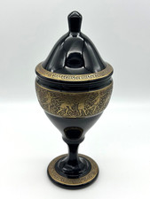Antique Moser Karlsbad Amethyst Glass Covered Urn Gold Figural Frieze 11