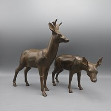 Pair of Solid Bronze Deer Sculptures picture