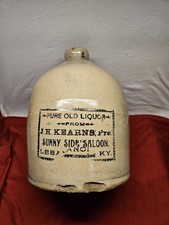 ANTIQUE SCARCE J.H. KEARNS SUNNY SIDE SALOON LEBANON KY WHISKEY STONEWARE JUG picture