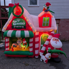 RARE Gemmy Holiday Living Airblown 8' Santa's Pet Shop Tested picture