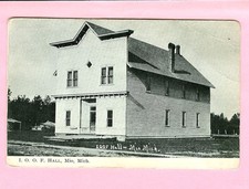 I.O.O.F. Hall Mio, Michigan Postcard 1910 Postmark picture