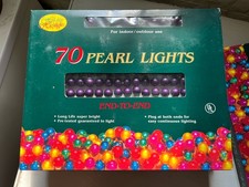 Vtg NIB String Lights 70 PEARL LIGHTS  Holiday Indoor Outdoor Decor purple picture