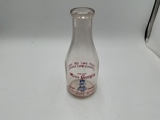 VINTAGE 1948 MISS GEORGIA DAIRY PRODUCTS 1 QUART MILK BOTTLE ATLANTA GA RED BLUE picture
