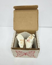 Vintage HOMCO Butterfly Porcelain Wall Plaques Set of 3 Floral w/ Original Box picture